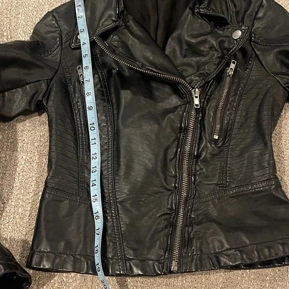 Free People Black Faux  Leather Moto Jacket sz 0 - Picture 7 of 8